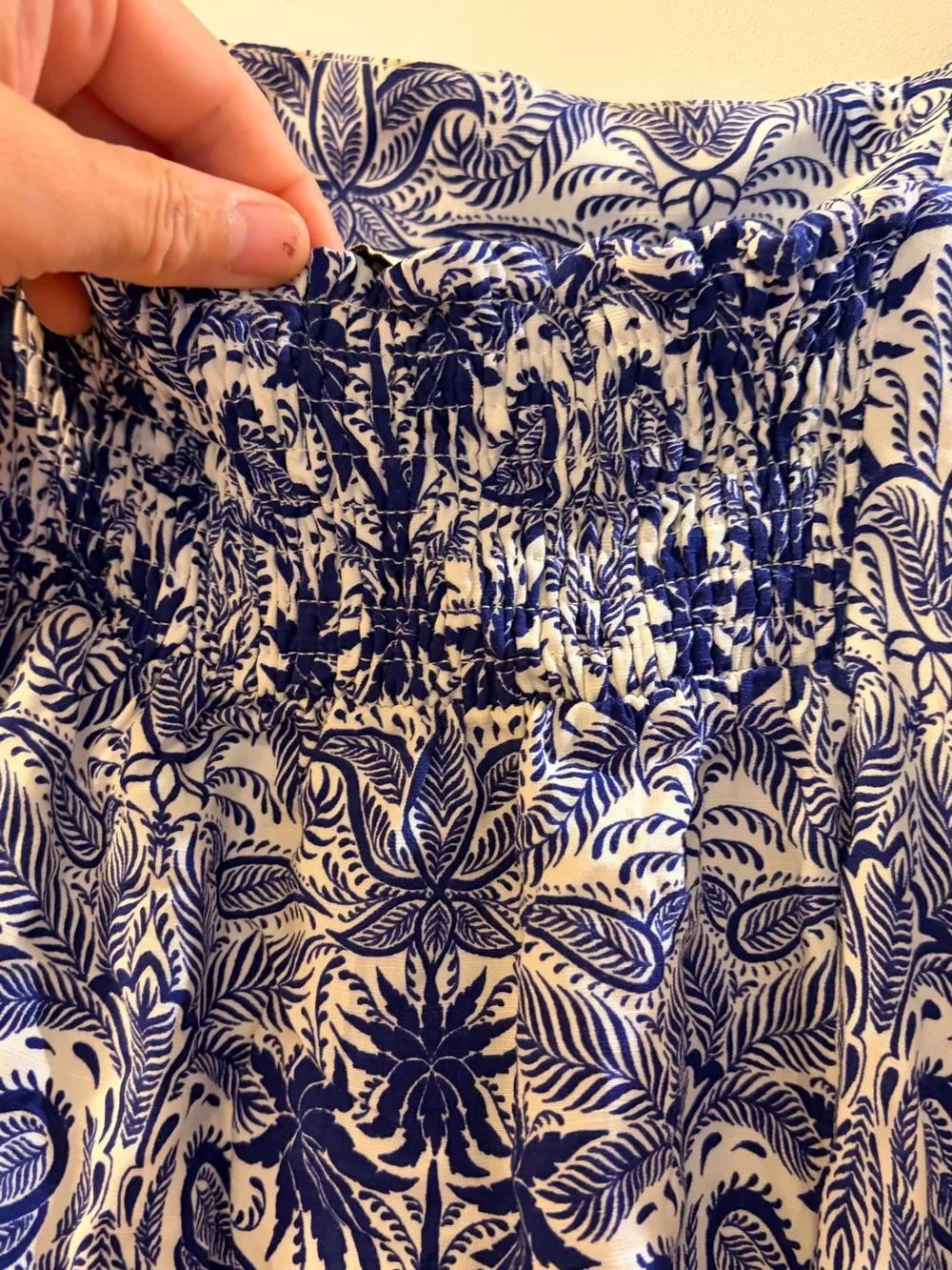Bali Blue and White Rayon Tropical Print Mini Dress - Picture 2 of 12